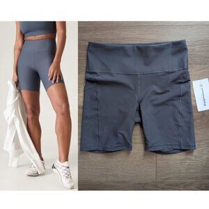 Athleta | Interval Stash High Rise 7" Short In Granite Blue